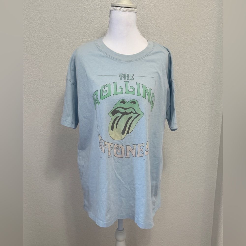 American Eagle Rolling Stones Graphic Band Tee Light Blue XS/S